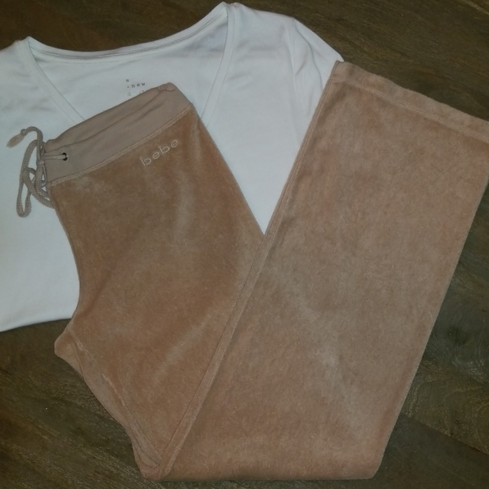 [Bebe] Tan Terrycloth Drawstring Sweatpants